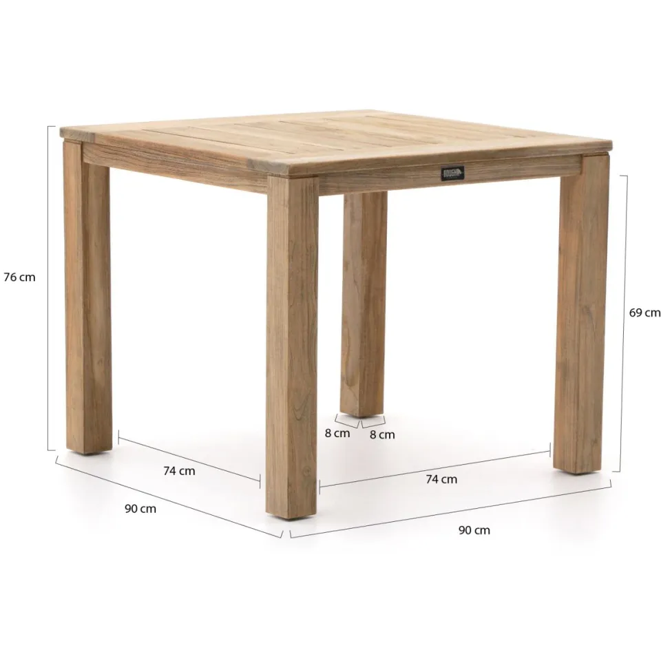 ROUGH Furniture ROUGH-S dining tuintafel 90x90x76cm bruin, foto 2