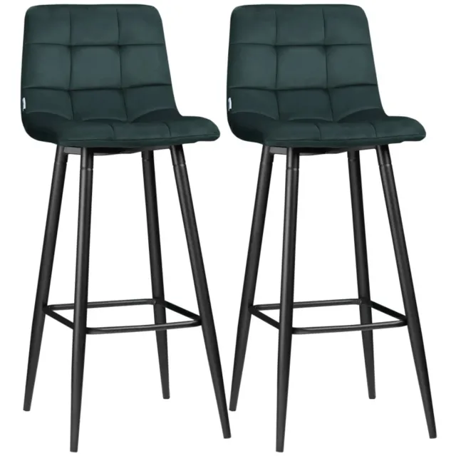ZYLARO Barkruk - Set Van 2 - Modern Design - Zachte Zitting - Stalen Frame - 42 x 47 x 105 cm - Groen