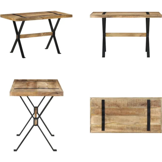 vidaXL Eettafel - 120x60x76 - cm - ruw - mangohout Bruin