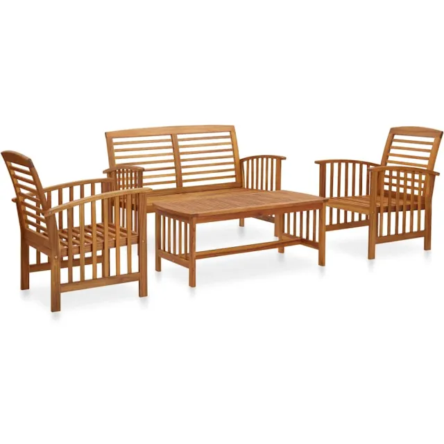 vidaXL 4-delige Loungeset massief acaciahout Bruin