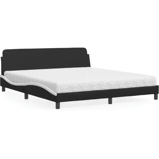 vidaXL Bed met matras "Dover" kunstleer zwart en wit 180x200 cm