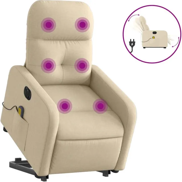 vidaXL Sta-op-massagestoel - elektrisch - verstelbaar - stof - crèmekleurig