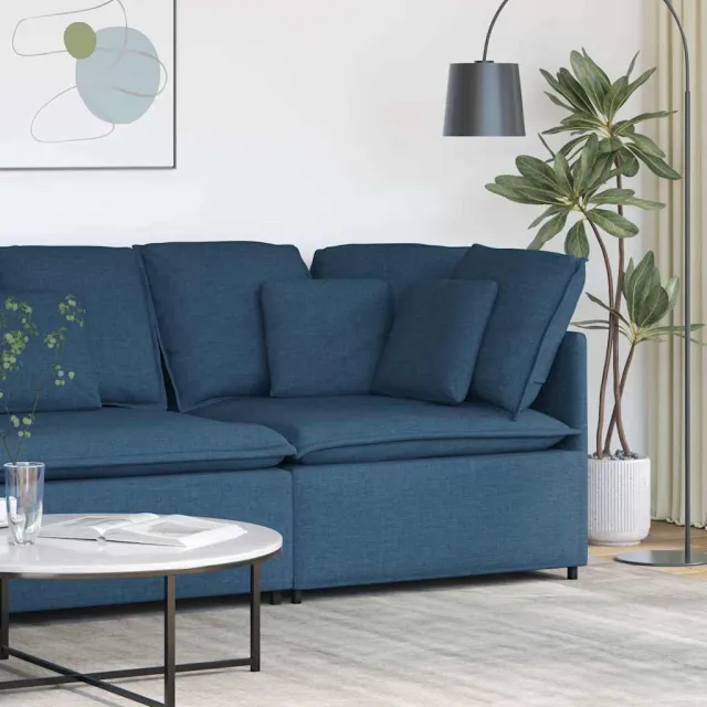vidaXL Modulaire hoekmodule bank met kussens 100 cm blauw