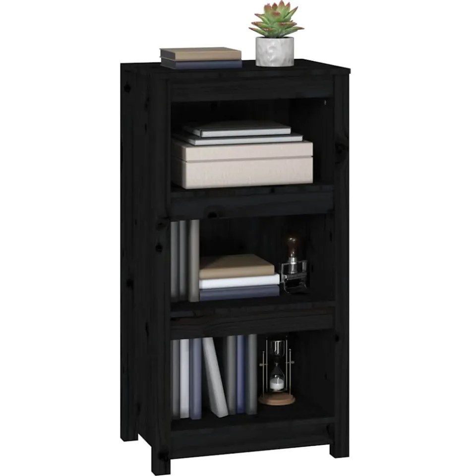 vidaXL Boekenkast 50x35x97 cm massief grenenhout zwart, foto 3