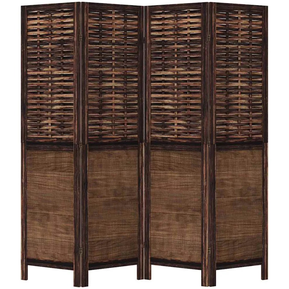 vidaXL Kamerscherm met 4 panelen massief paulowniahout donkerbruin bruin, foto 5