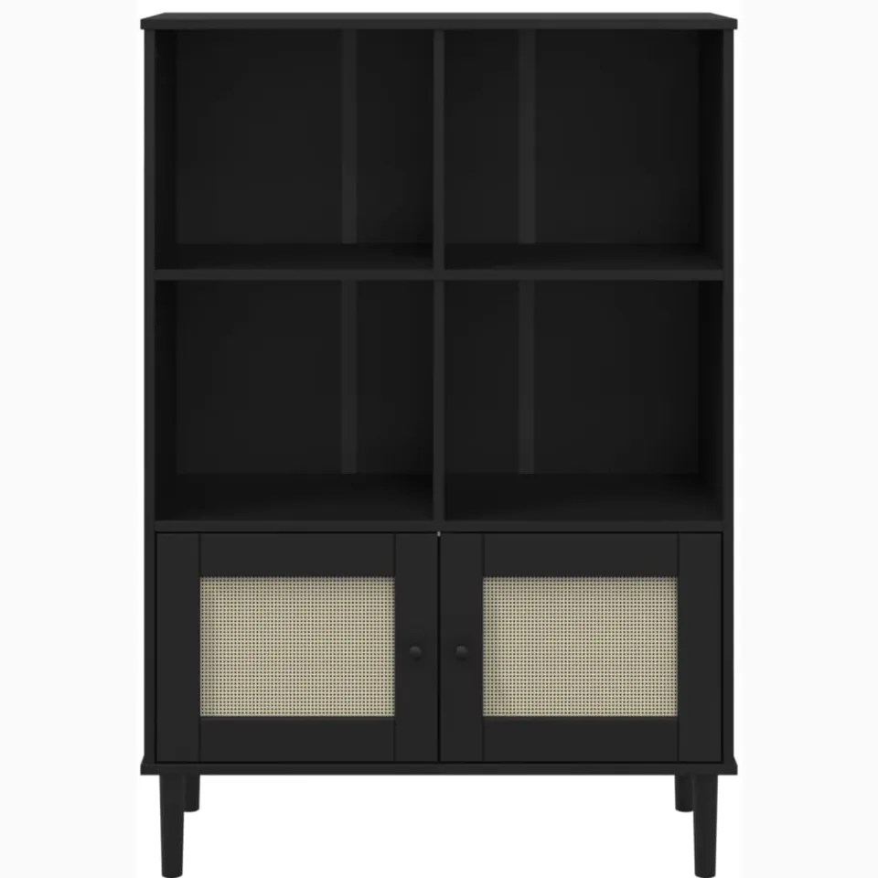 vidaXL Boekenkast SENJA rattan-look 90x35x130 cm grenenhout zwart