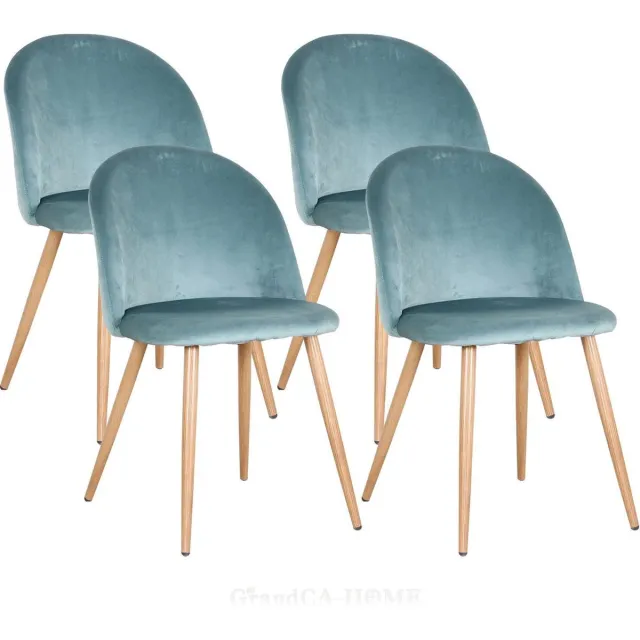 KAMYRA Fluwelen Eetkamerstoelen - Eetkamerstoel - Stijlvol, Ergonomisch & Comfortabel - Set van 4 - Blauw Groen
