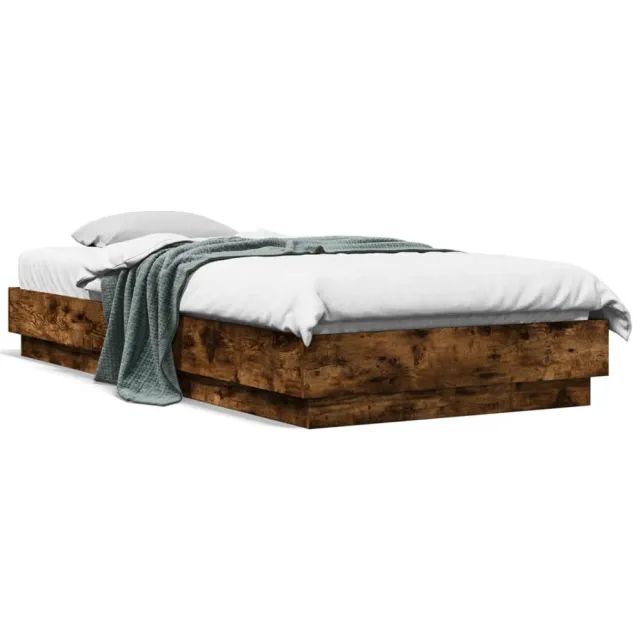 vidaXL Bedframe met LED-verlichting gerookt eikenkleurig 100x200 cm Bruin