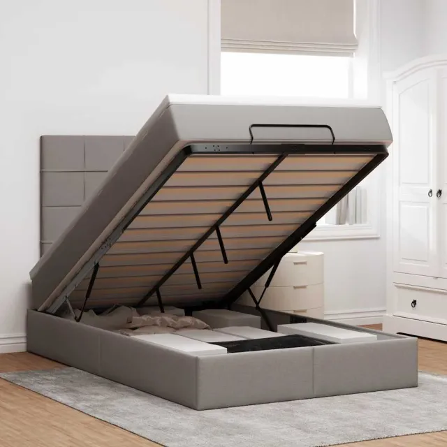 vidaXL Ottoman bed met matras 120x200cm stof taupe