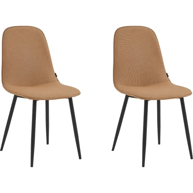Colenis Milou Eetkamerstoelen - Set Van 2 - Bruin - Linnen Stof - Industrieel - Stoelen