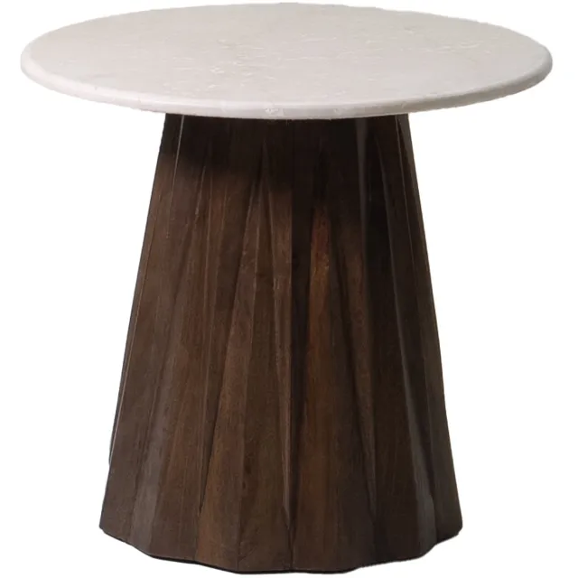 Giga Meubel Bijzettafel Faiza - Bruin - Marmer/Mangohout - 60x60cm