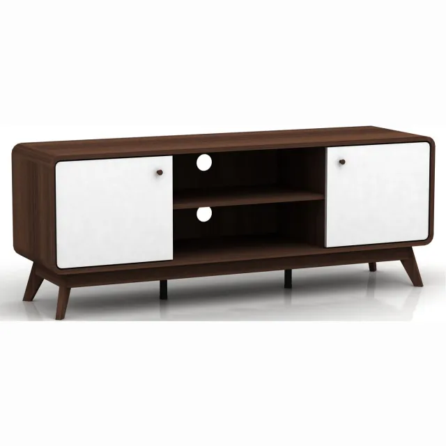 Notio Living Cassie|TV-meubel met 2 deuren in walnootlook wit Walnoot/Wit