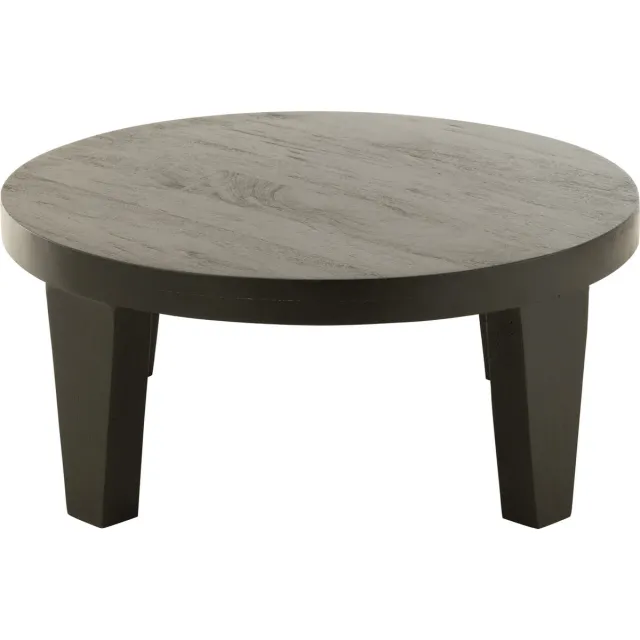J-Line bijzettafel Rond - hout - matte zwart Naturel