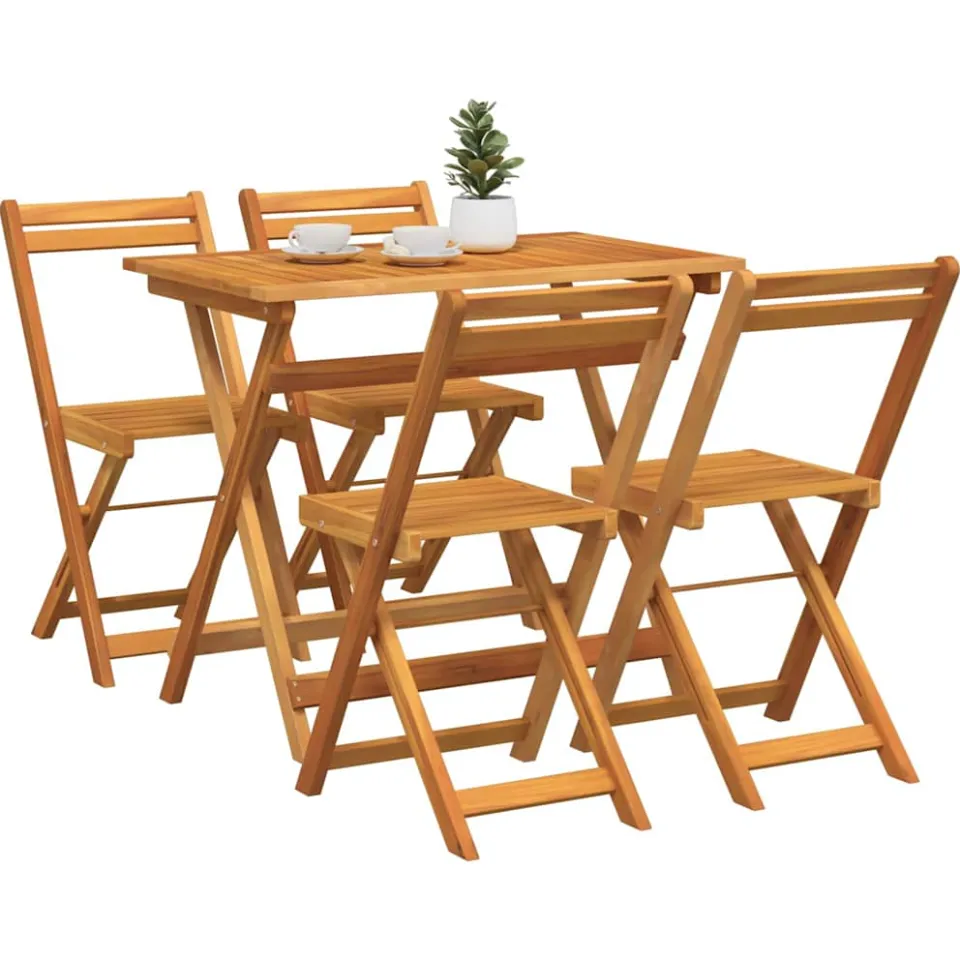 vidaXL Bistroset 5 st Olie naturel Massief Acaciahout Bruin