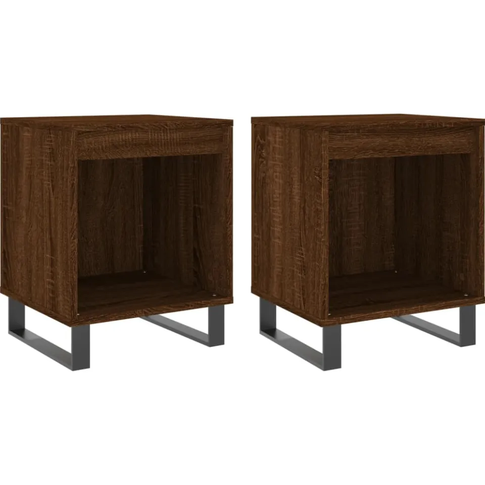 vidaXL Nachtkastjes 2 st 40x35x50 cm bewerkt hout bruin eikenkleur, foto 3