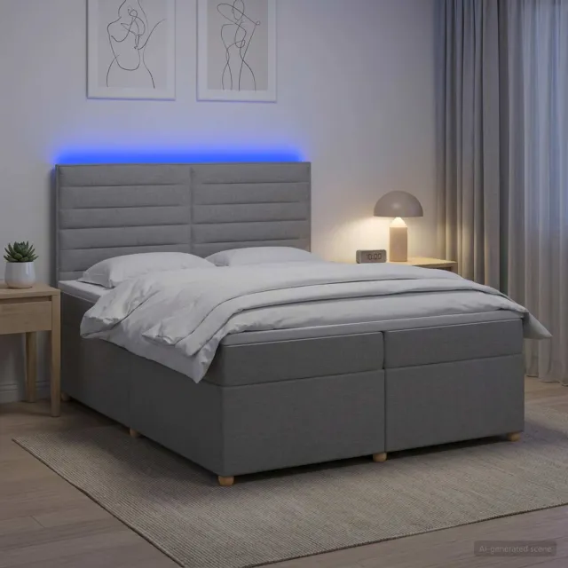vidaXL Boxspringbed met matras Lichtgrijs 200 x 200 cm Stof