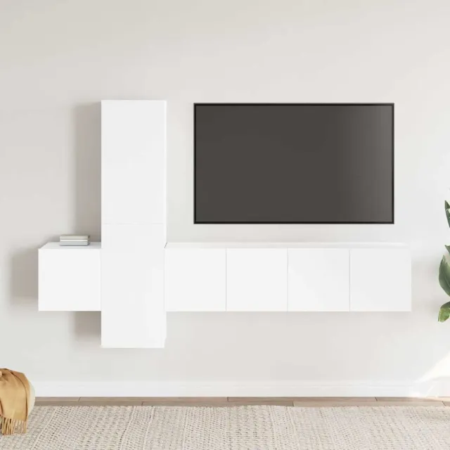 vidaXL 5-delige Tv-meubelset bewerkt hout wit, foto 2