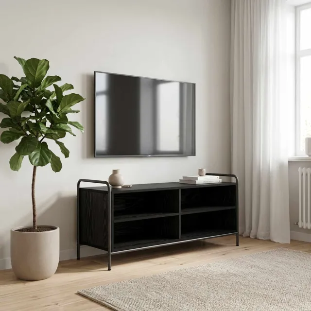 vidaXL Tv-meubel 140 x 39,5 x 50 cm Zwart eiken Bewerkt hout, foto 2