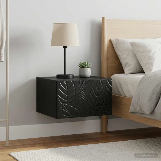 vidaXL Wandbeugel Bedkast 2 st Zwart 49 x 34,5 x 20 cm Bewerkt hout