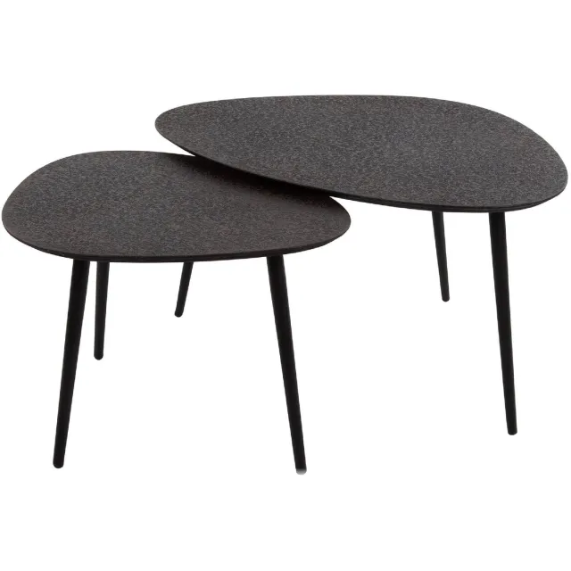 Nest of Nora Salontafel set van 2 Aiko - Organische vorm - Grijs - Bijzettafel Donkergrijs