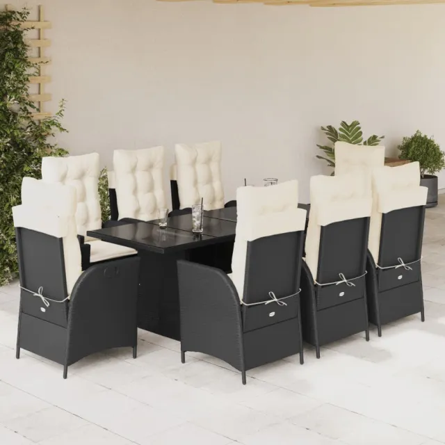 vidaXL 9-delige Tuinset poly rattan zwart, foto 2
