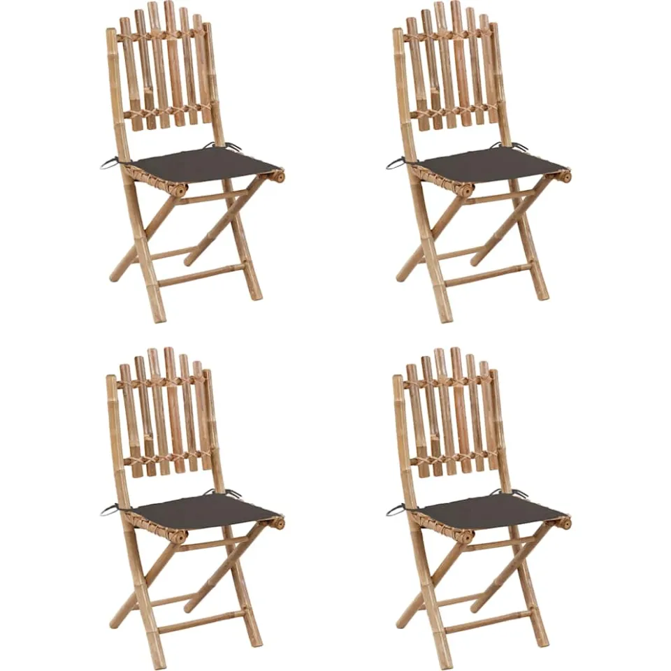vidaXL 5-delige Tuinset inklapbaar met kussens bamboe taupe, foto 4