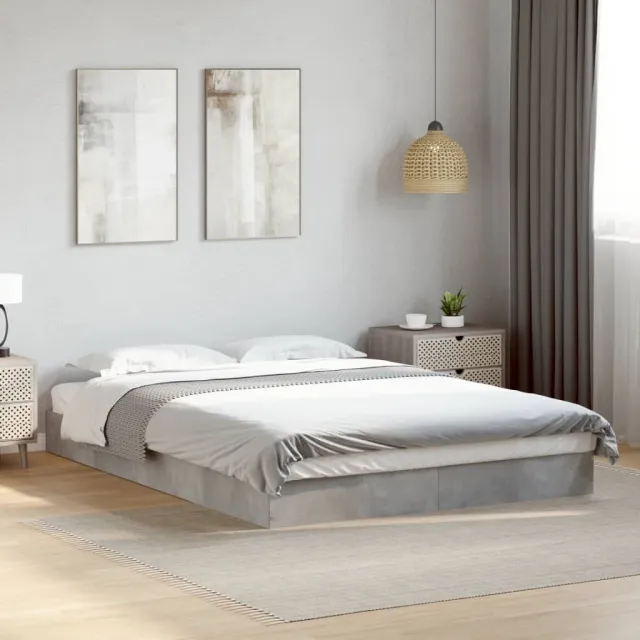 vidaXL Bedframe bewerkt hout betongrijs 140x200 cm grijs