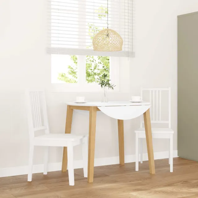 vidaXL Eetkamerstoelen 2 st massief hout rubber wit, foto 2