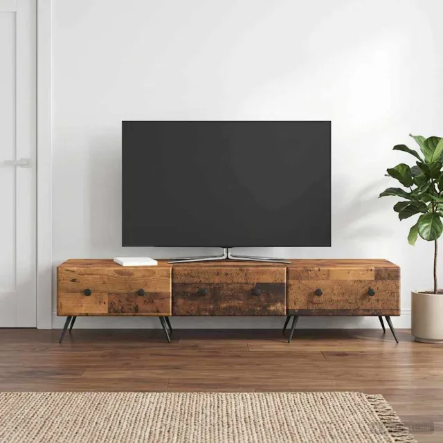 vidaXL TV-kast met lade Oud hout 147 x 34,5 x 30 cm Bewerkt hout bruin, foto 2