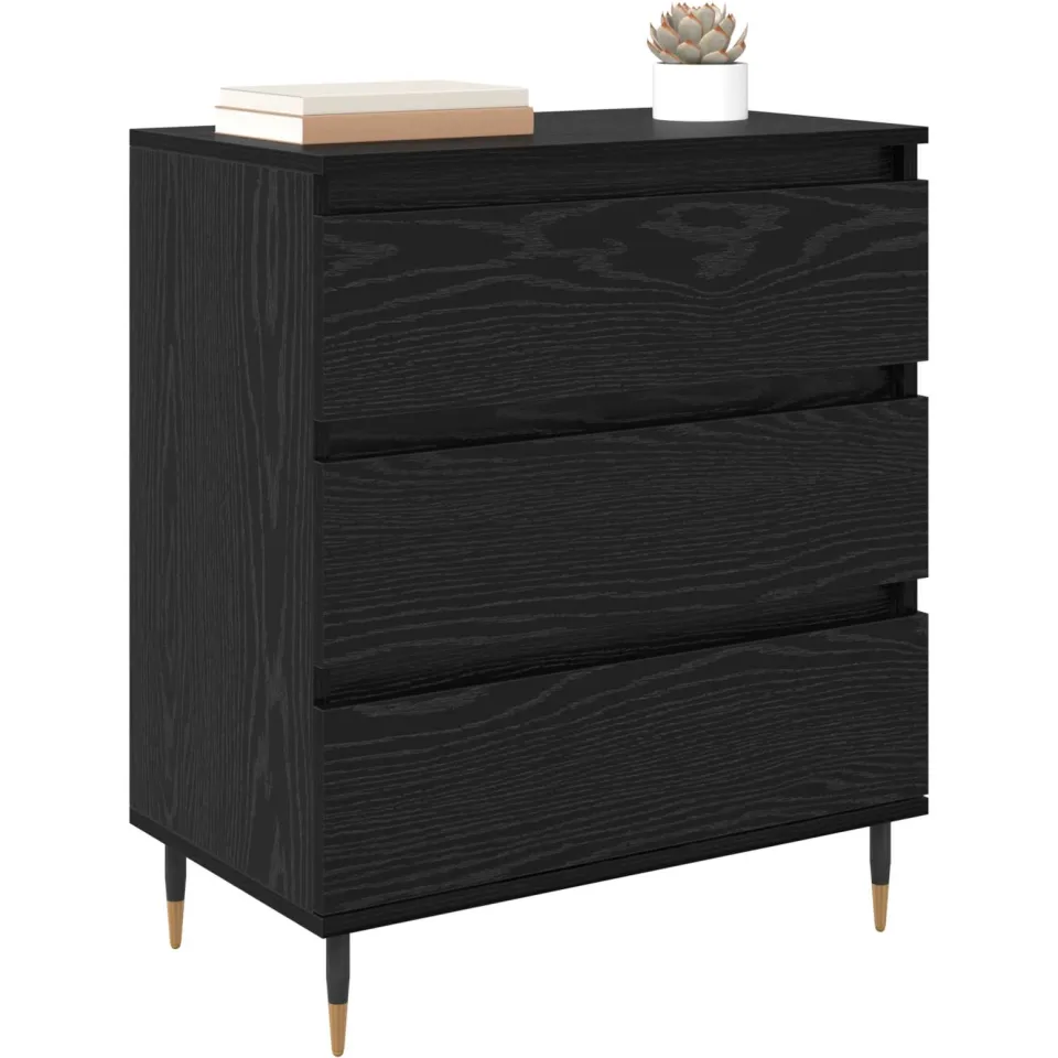 vidaXL Dressoir Zwart Eiken 60 x 35 x 70 cm Bewerkt hout