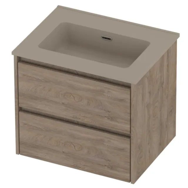 Proline Tribute Badmeubelset Porselein Elegant 1 Gat 60x46x54 cm Mat Crème Cotton Raw Oak Eiken