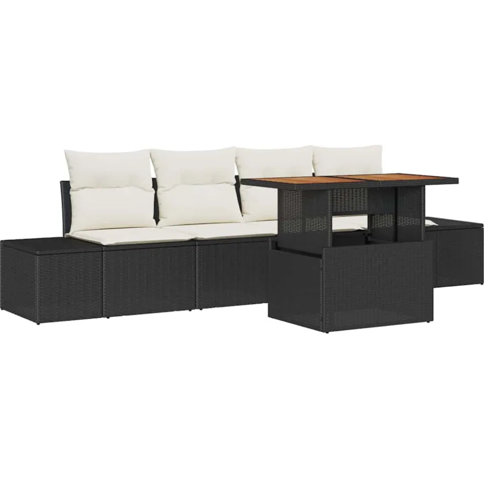 vidaXL Tuin Sofa Set 5 st Zwart Poly riet