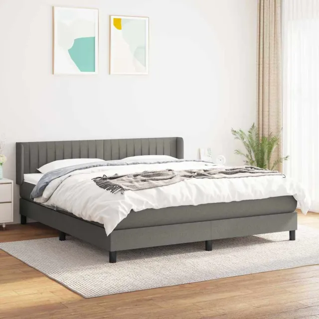 vidaXL Boxspring met matras stof donkergrijs 180x200 cm grijs