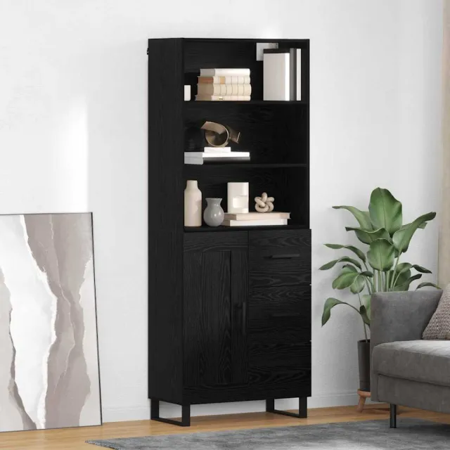 vidaXL Hoge kast 2 st Zwart Eiken 69,5 x 34 x 180 cm, foto 2