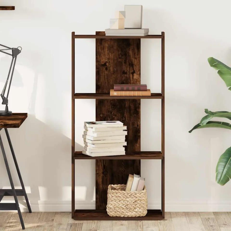 vidaXL Boekenkast 3-laags 60x30x120 cm bewerkt hout gerookt eikenkleur, foto 2