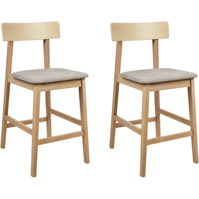 Beliani ISANTI - Barkruk set van 2 - Lichtbruin/Taupe - Rubberhout