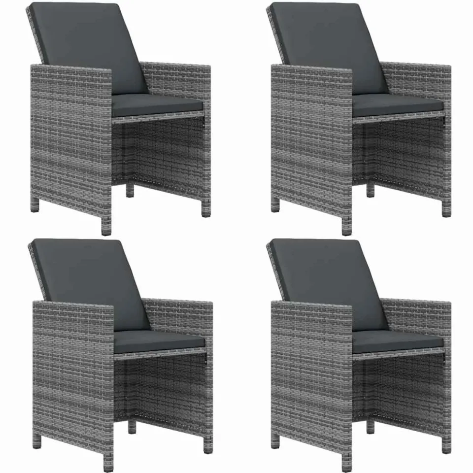vidaXL 5-delige Tuinset met kussens poly rattan grijs, foto 3