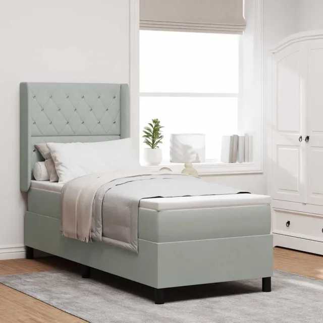 vidaXL Boxspringbed met matras met LED Lichtgrijs 80 x 200 cm Fluweel