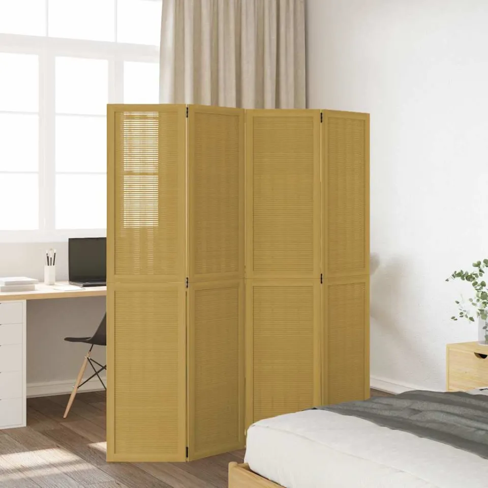 vidaXL Kamerscherm met 4 panelen massief paulowniahout bruin, foto 3