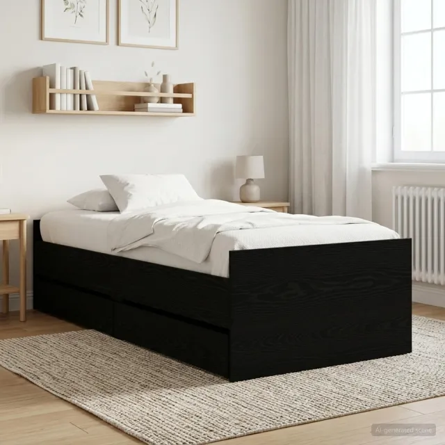 vidaXL Bedframe Zwart eiken Bewerkt hout