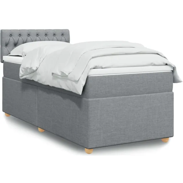 vidaXL Boxspring met matras stof lichtgrijs 80x200 cm grijs