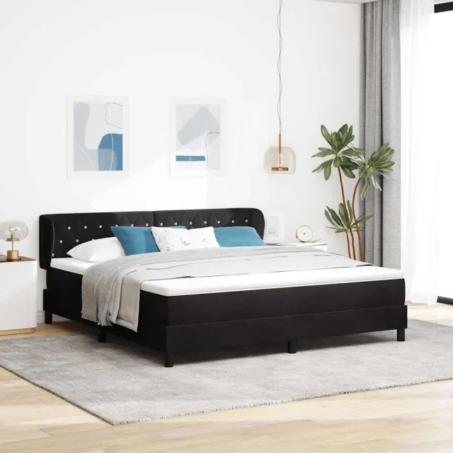 vidaXL Boxspringbed met hoofdeinde Zwart 180 x 200 cm Fluweel