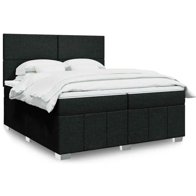 vidaXL Boxspring met matras stof zwart 200x200 cm