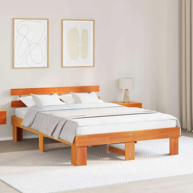 vidaXL Bedframe Wasbruin 150 x 200 cm Massief grenenhout
