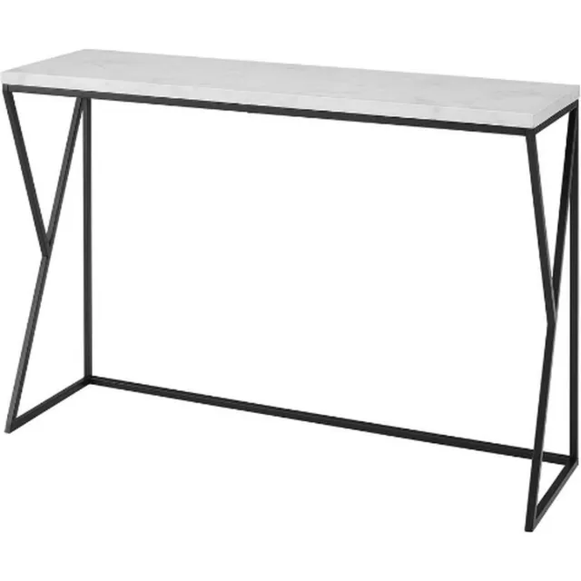 Walker Edison Furniture Walker Edison - Sidetable - Zwart frame - Marmer look - 76.2h x 116.8l x 35.6b cm Marmer/Zwart