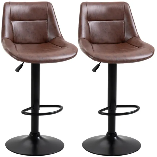 ZYLARO Barkruk - Set Van 2 - In Hoogte Verstelbaar - Inclusief Voetsteun - 46,5 x 50 x 108 cm - Zwart En Bruin