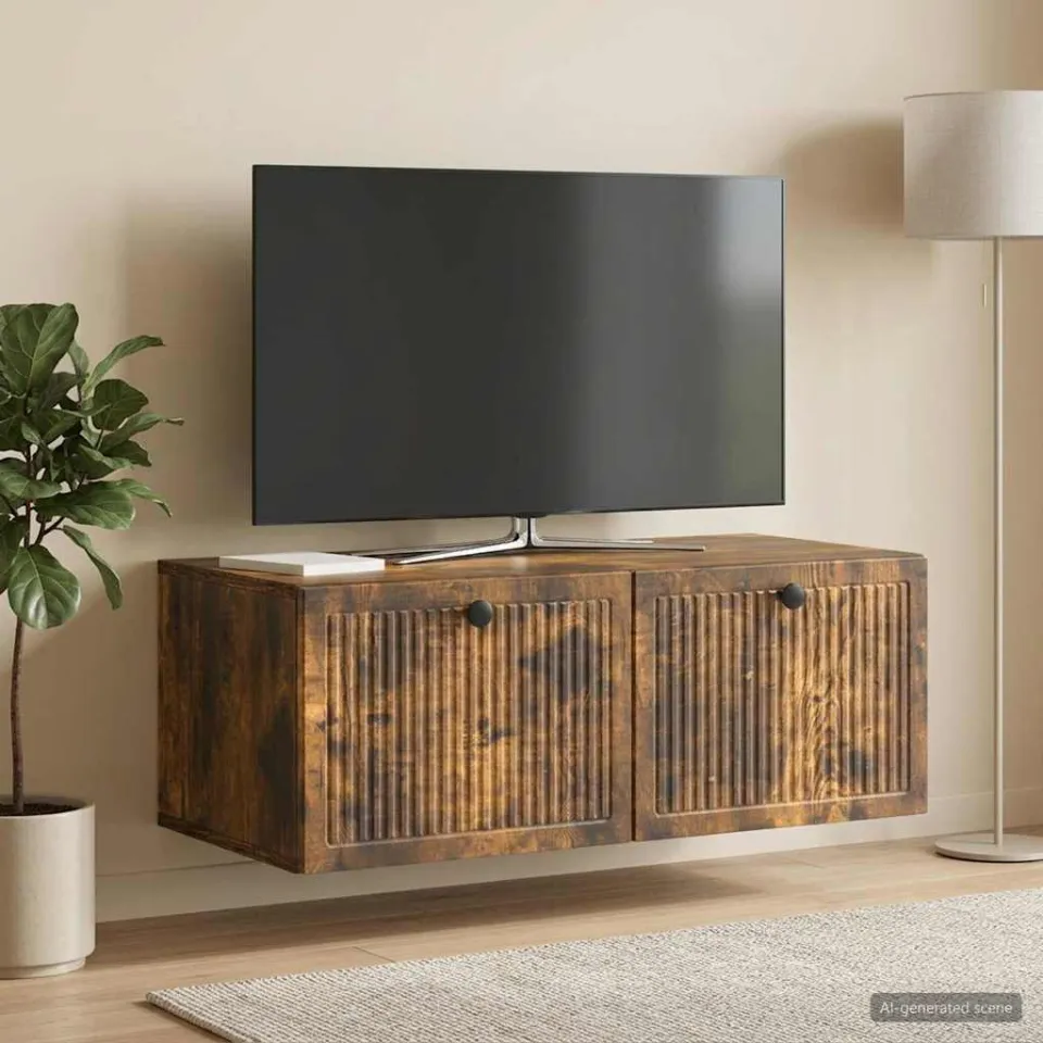 vidaXL Wandbeugel TV-kast Gerookt eiken 78,5 x 41 x 30 cm Bewerkt hout, foto 4