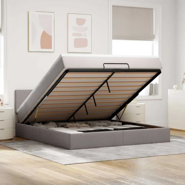 vidaXL Ottoman bed met matras 160x200cm stof taupe