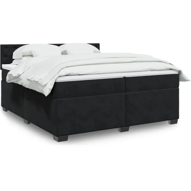 vidaXL Boxspring met matras fluweel zwart 200x200 cm