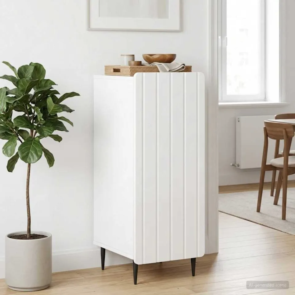 vidaXL Dressoir Hoogglans Wit 34,5 x 33 x 92 cm Bewerkt hout, foto 3